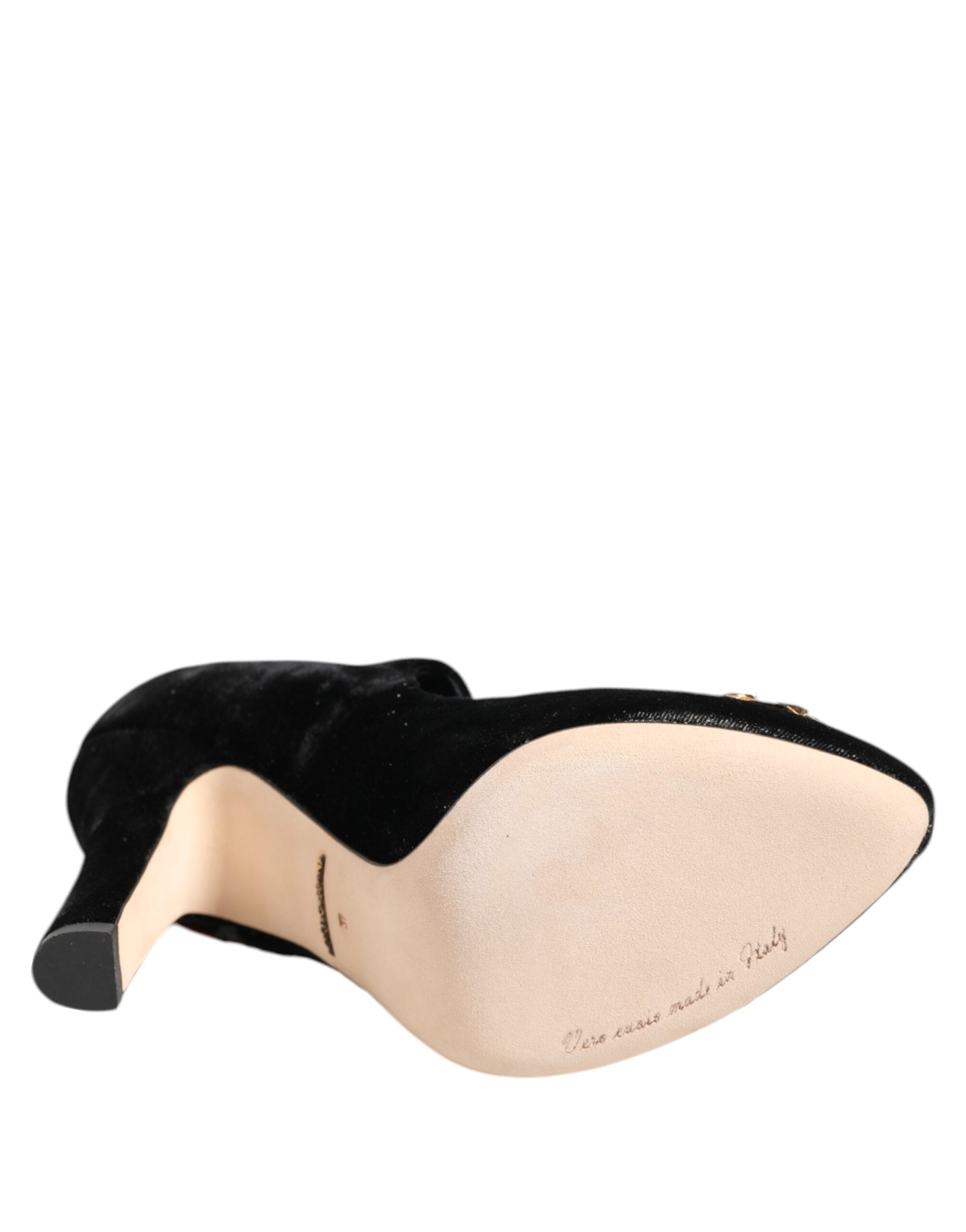 Dolce & Gabbana Schwarze Rosen Kristallbrosche Mary Jane Schuhe