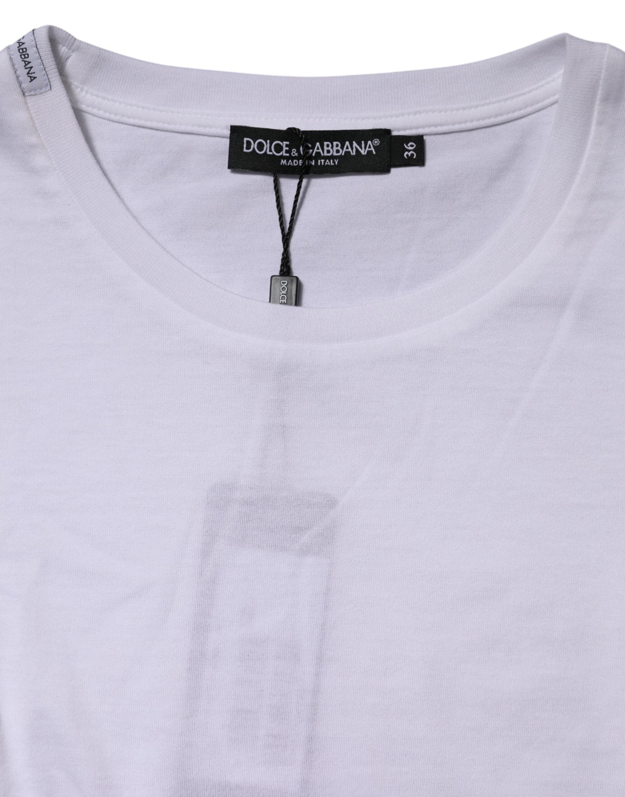Dolce & Gabbana Weißes Baumwoll-T-Shirt mit Rundhalsausschnitt und kurzen Ärmeln