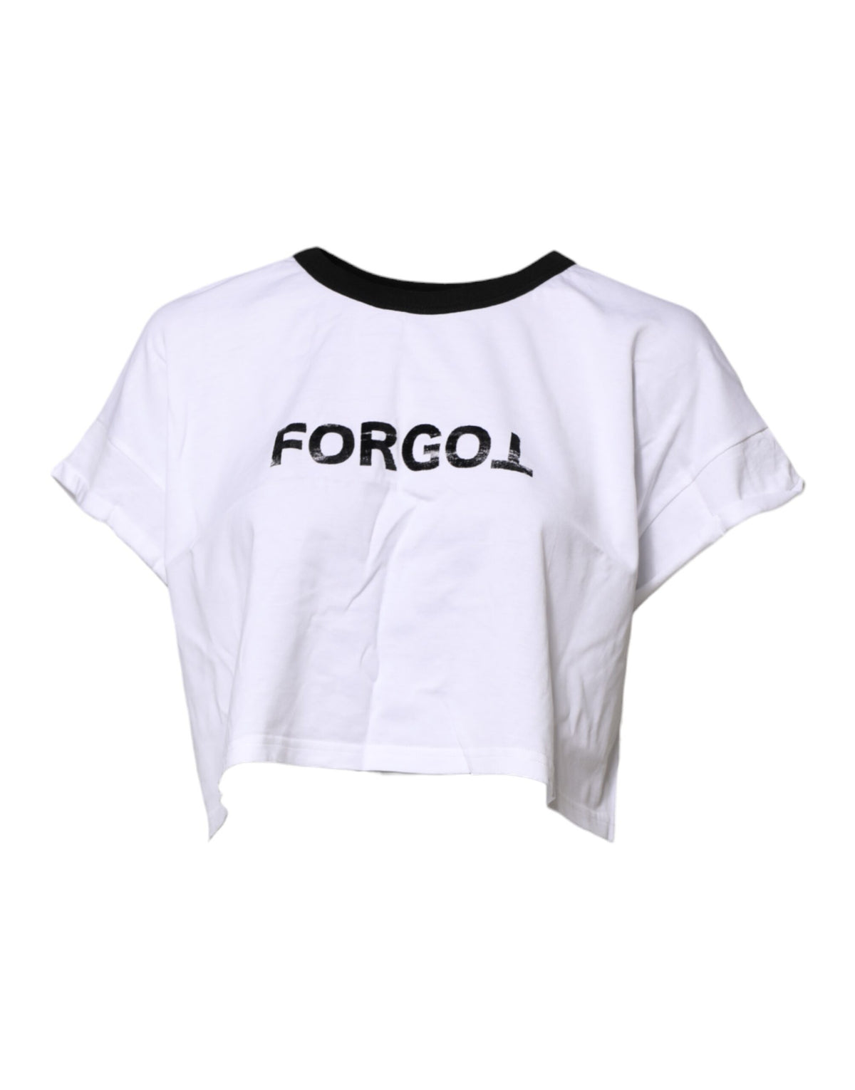 Dolce & Gabbana Weißes, bauchfreies T-Shirt aus Baumwolle mit Rundhalsausschnitt