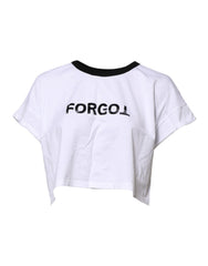 Dolce & Gabbana Weißes, bauchfreies T-Shirt aus Baumwolle mit Rundhalsausschnitt