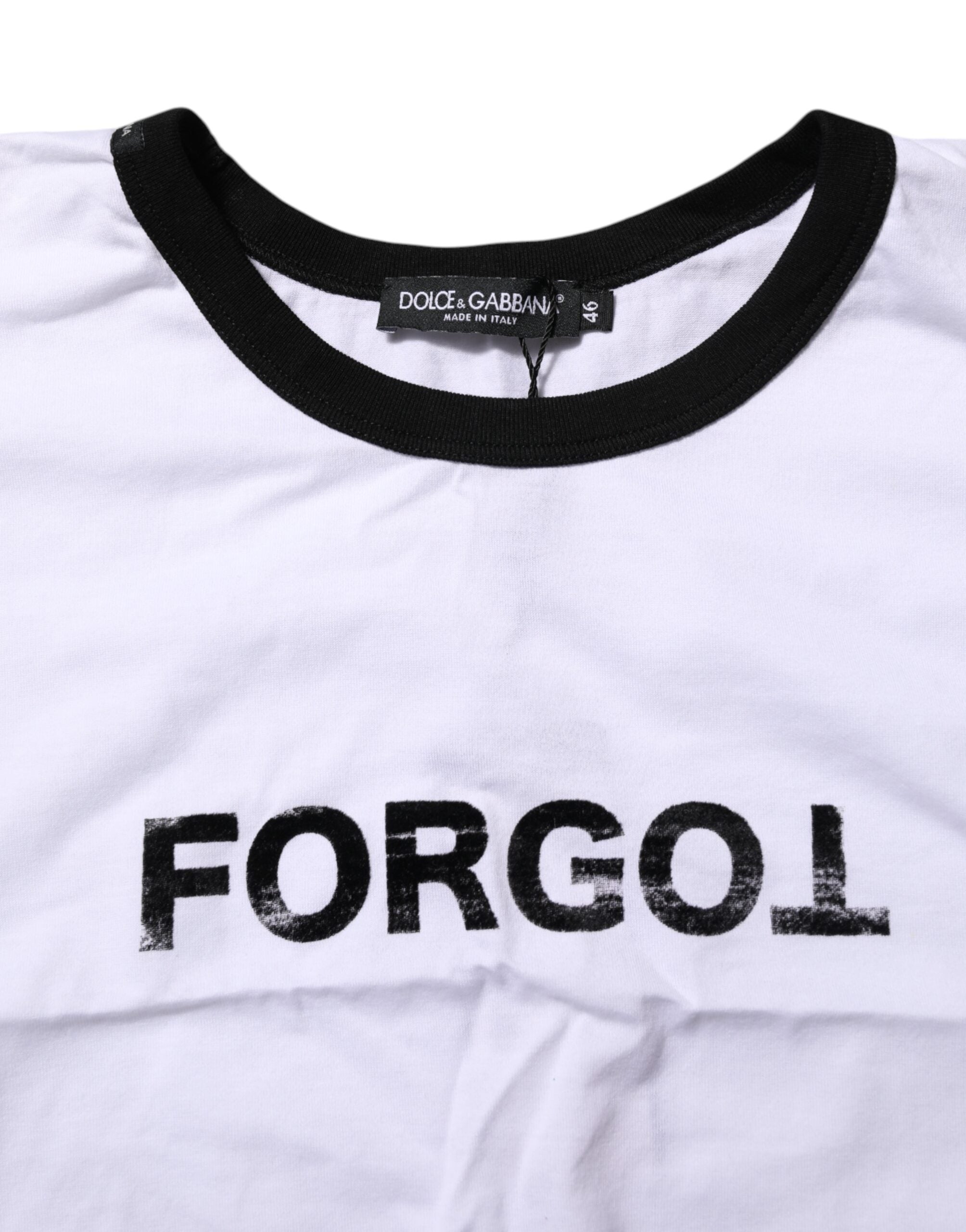 Dolce & Gabbana Weißes, bauchfreies T-Shirt aus Baumwolle mit Rundhalsausschnitt