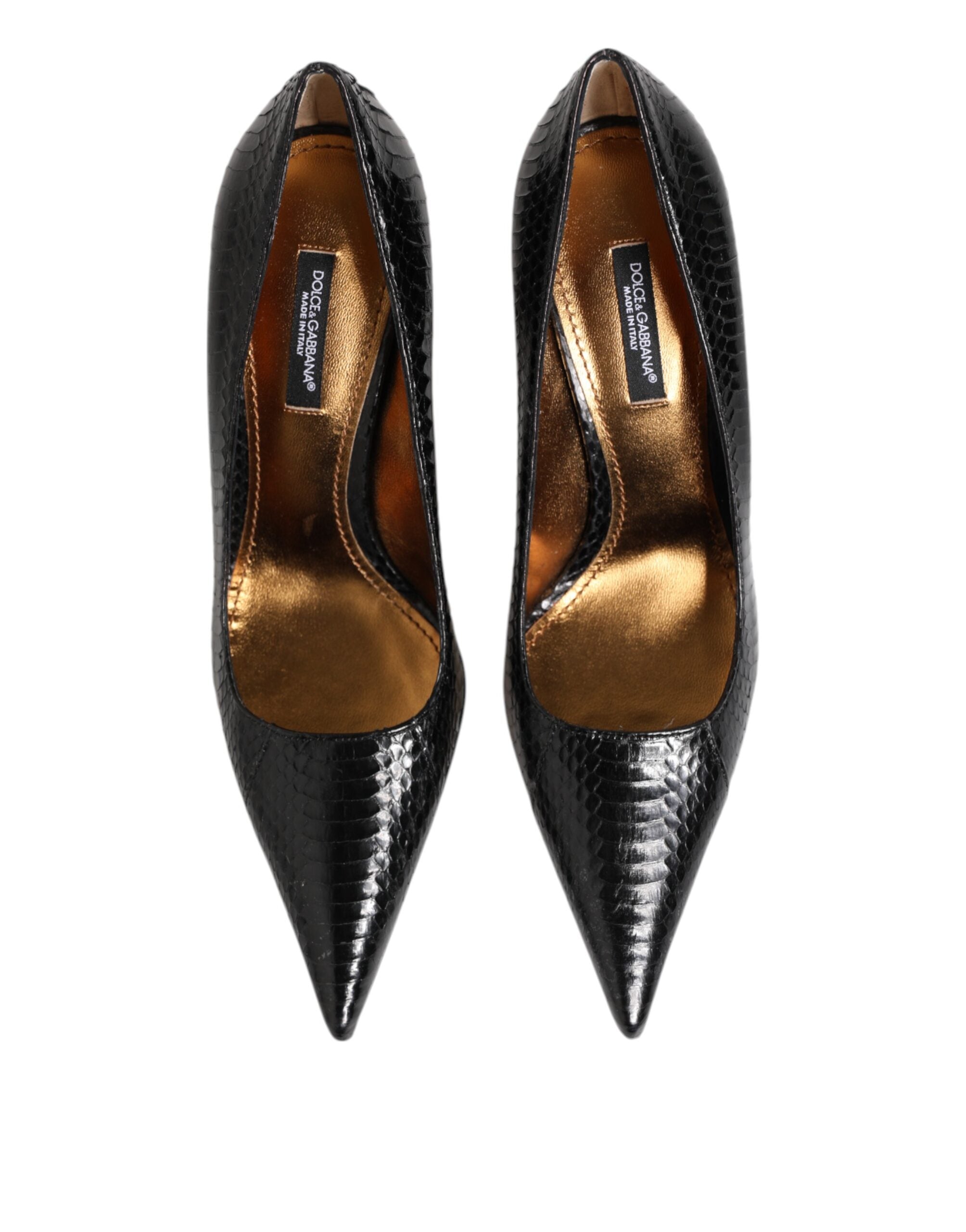 Dolce & Gabbana Pumps aus schwarzem Exotenleder mit Stilettoabsatz