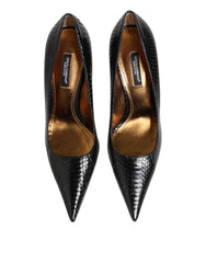 Dolce & Gabbana Pumps aus schwarzem Exotenleder mit Stilettoabsatz