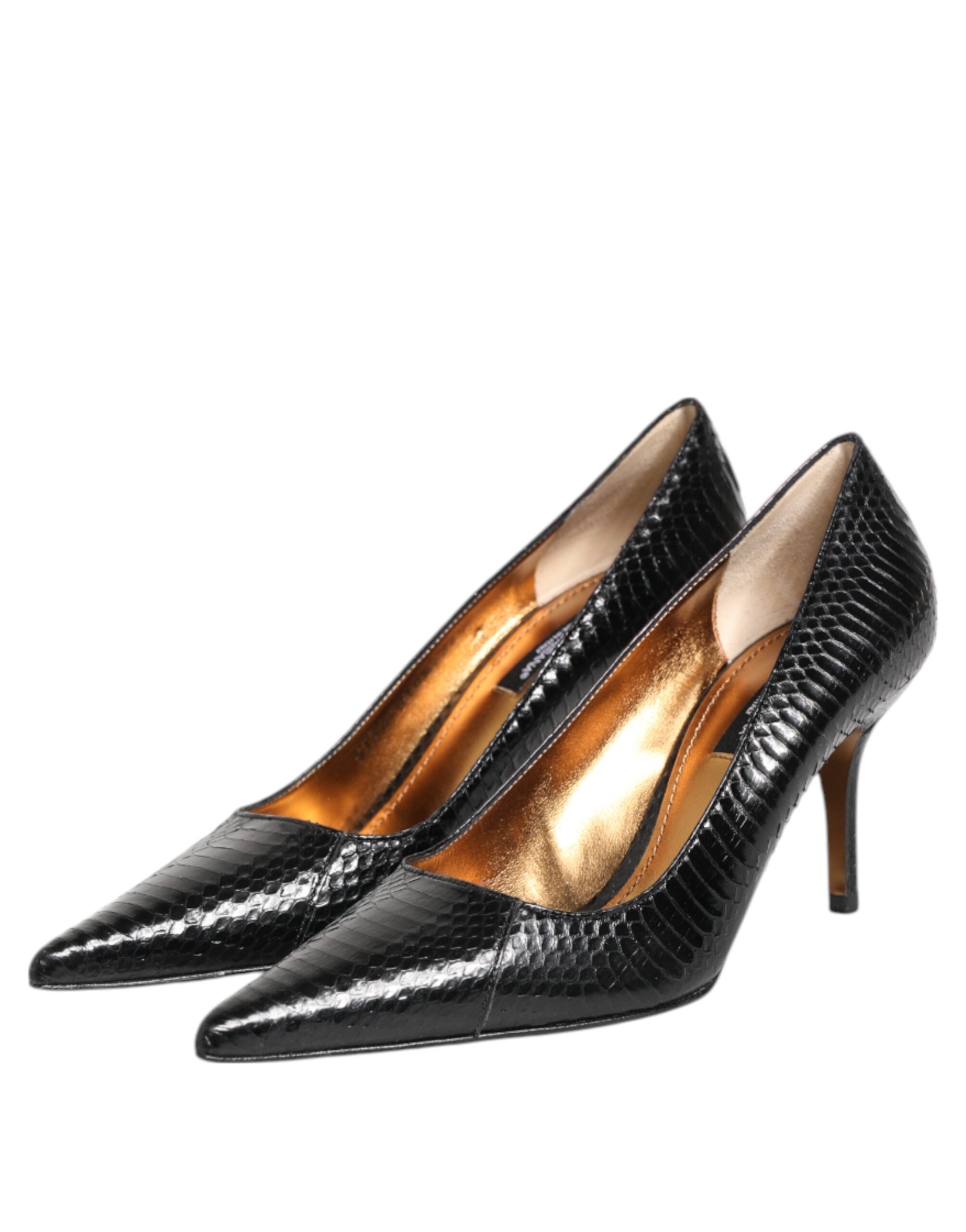 Dolce & Gabbana Pumps aus schwarzem Exotenleder mit Stilettoabsatz
