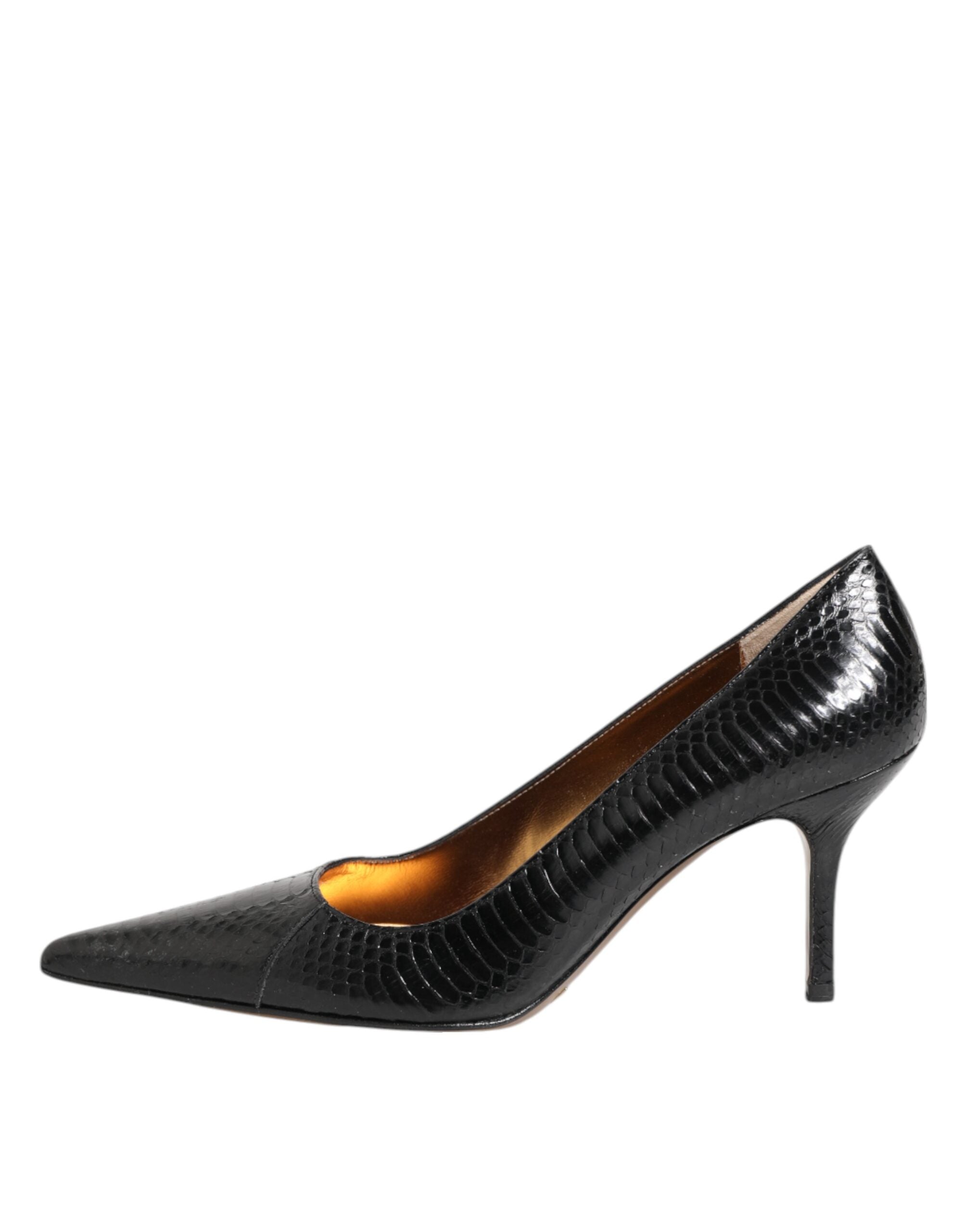 Dolce & Gabbana Pumps aus schwarzem Exotenleder mit Stilettoabsatz