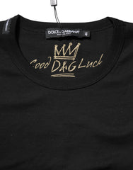 Dolce & Gabbana Zwart Katoenen Goodluck T-shirt met Ronde Hals