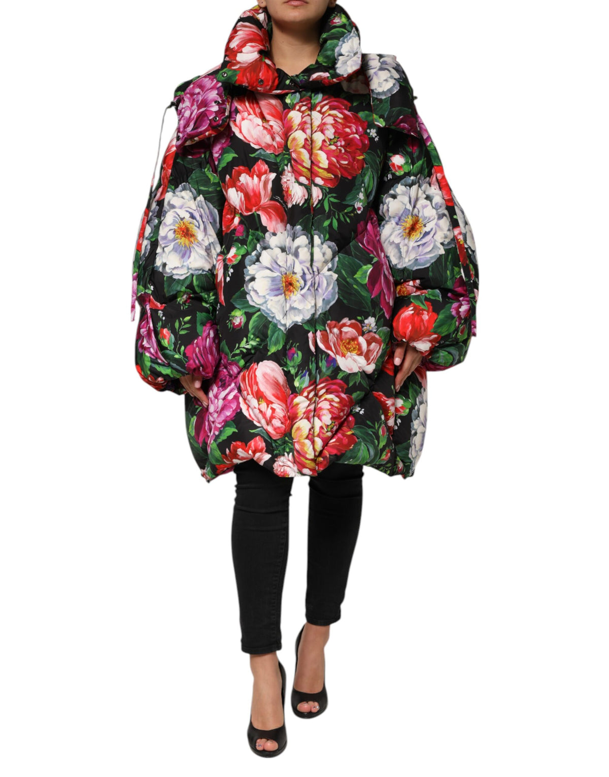 Dolce & Gabbana Bunter floraler Kapuzen-Pufferparka