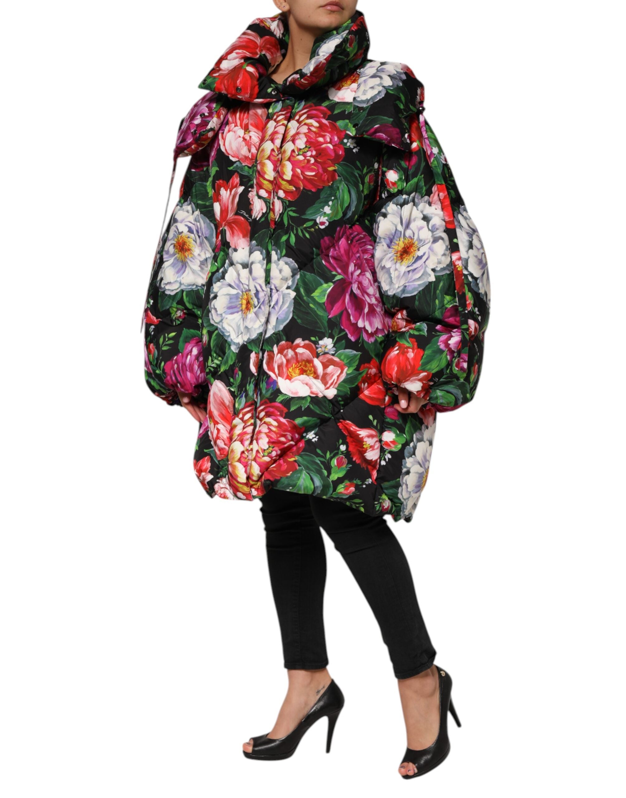 Dolce & Gabbana Bunter floraler Kapuzen-Pufferparka