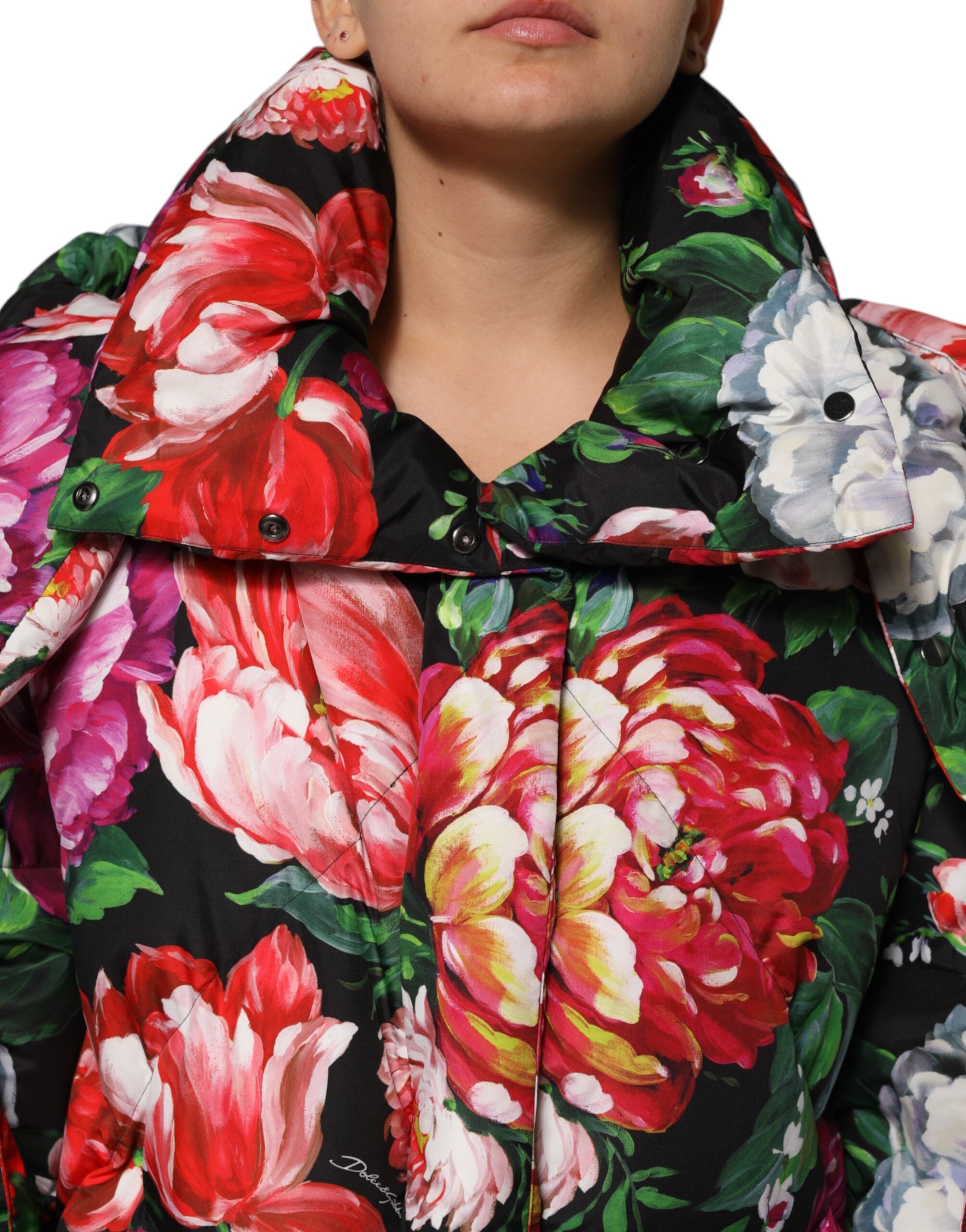 Dolce & Gabbana Bunter floraler Kapuzen-Pufferparka
