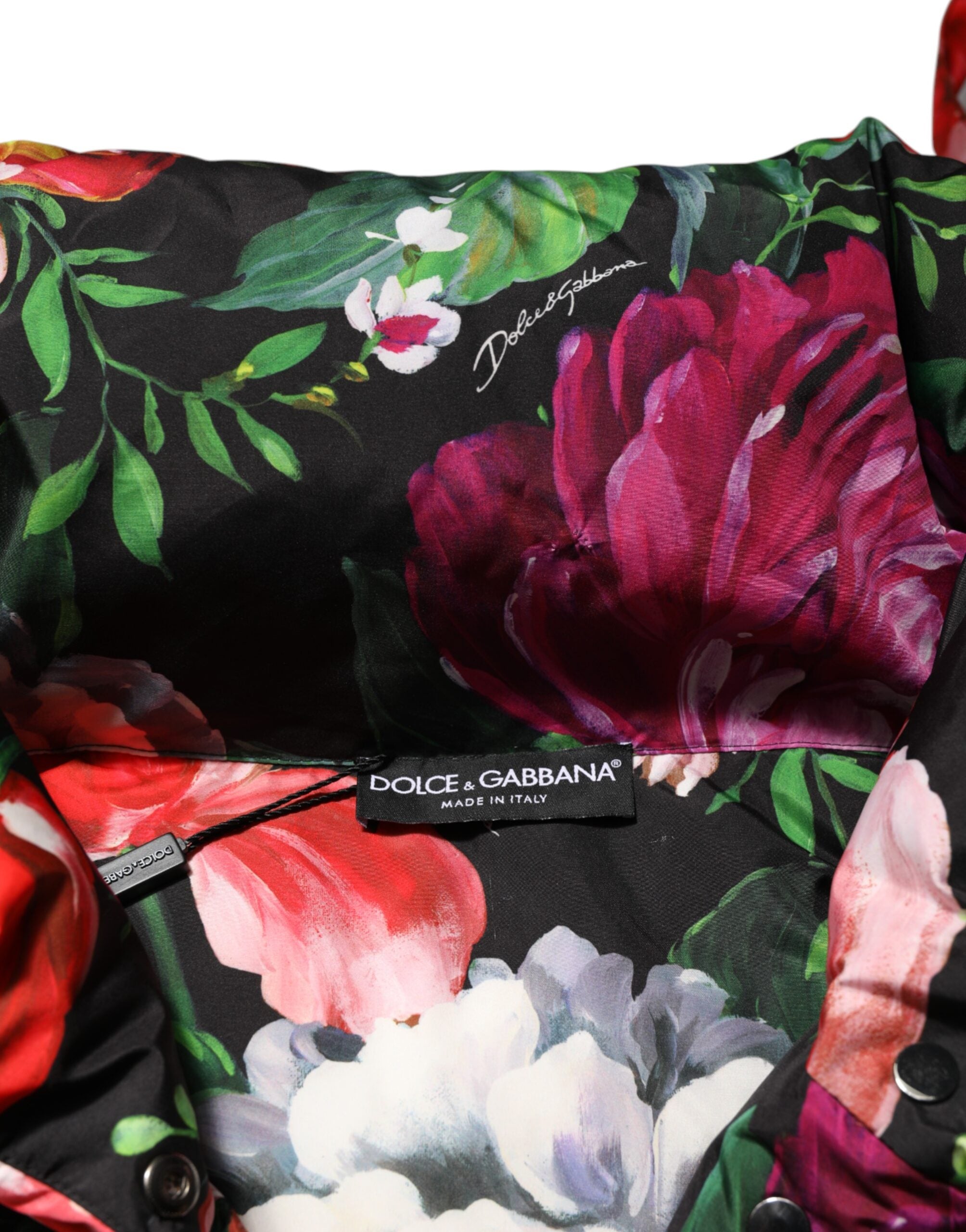 Dolce & Gabbana Bunter floraler Kapuzen-Pufferparka