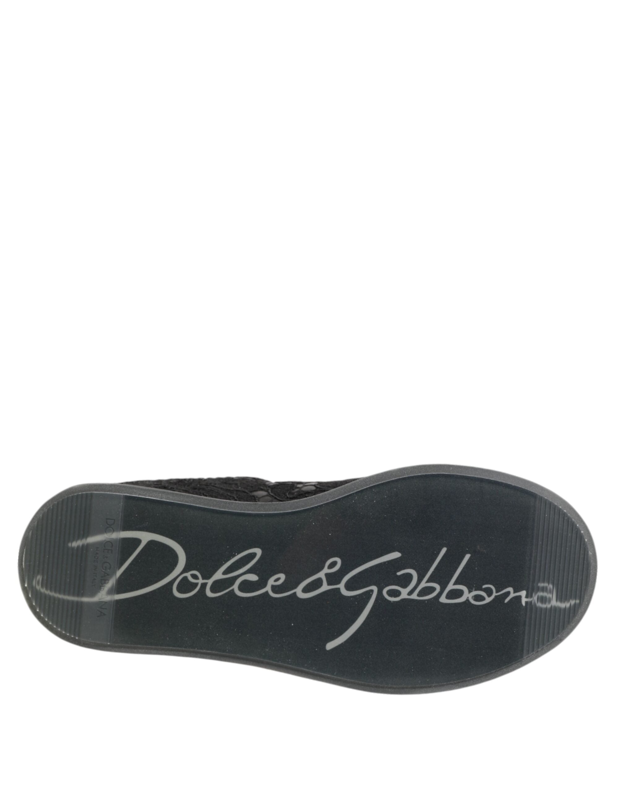 Dolce & Gabbana Schwarze Blumen-Spitze Low Top Sneakers Schuhe