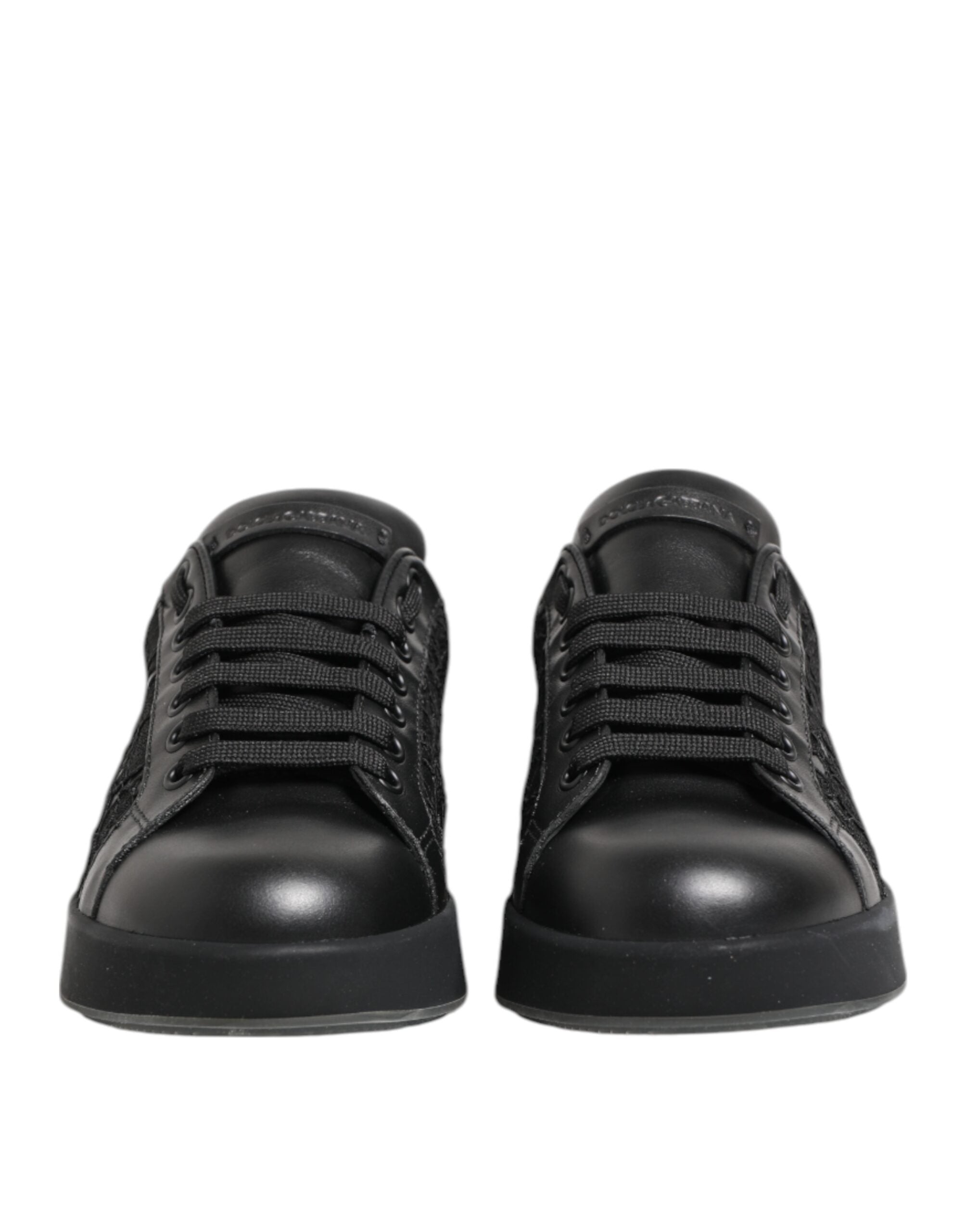 Dolce & Gabbana Schwarze Blumen-Spitze Low Top Sneakers Schuhe