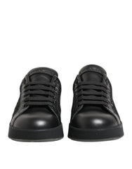Dolce & Gabbana Schwarze Blumen-Spitze Low Top Sneakers Schuhe