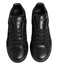 Dolce & Gabbana Schwarze Blumen-Spitze Low Top Sneakers Schuhe