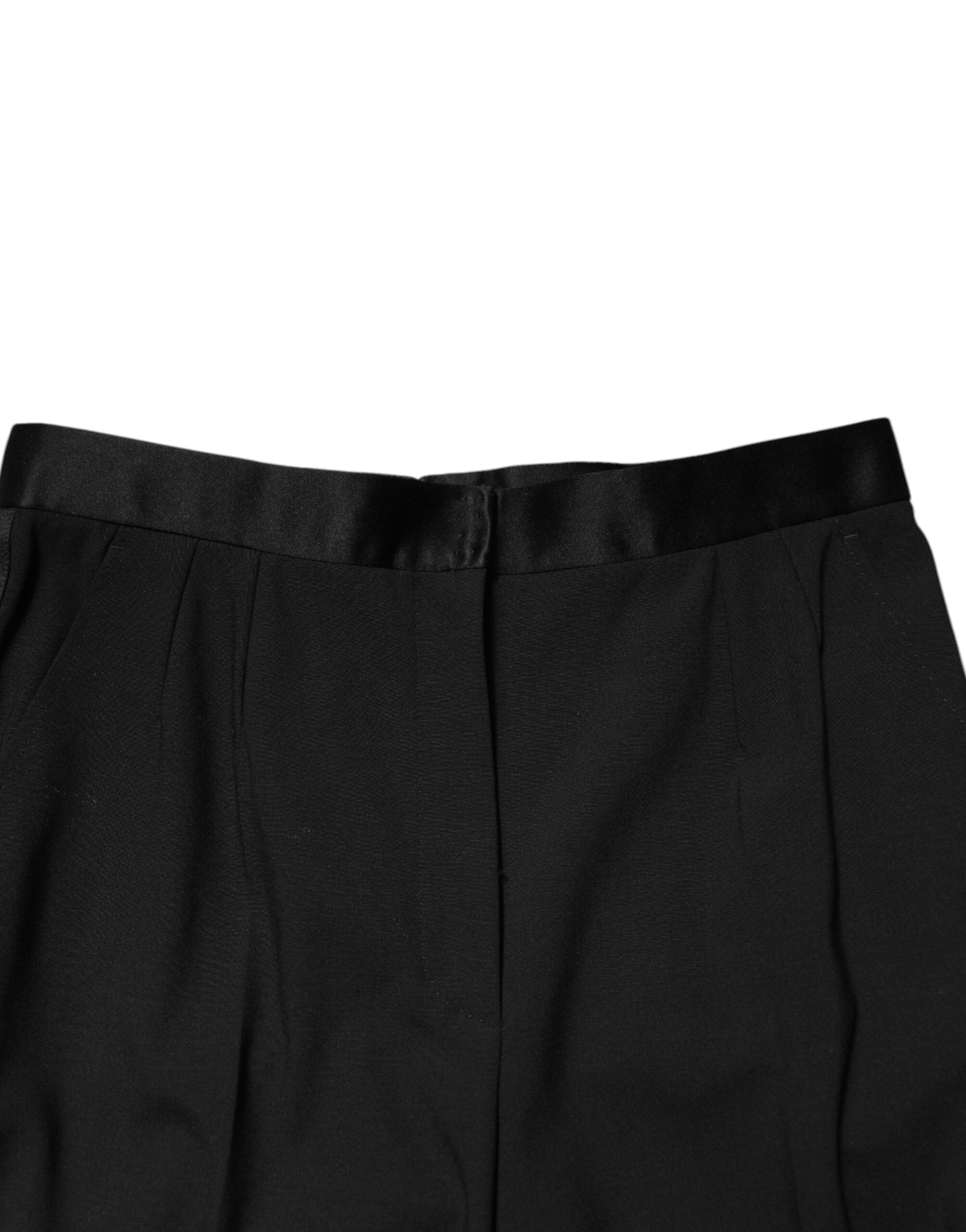 Dolce & Gabbana Schwarze High-Waist Hose aus Wolle mit schmal zulaufendem Bein