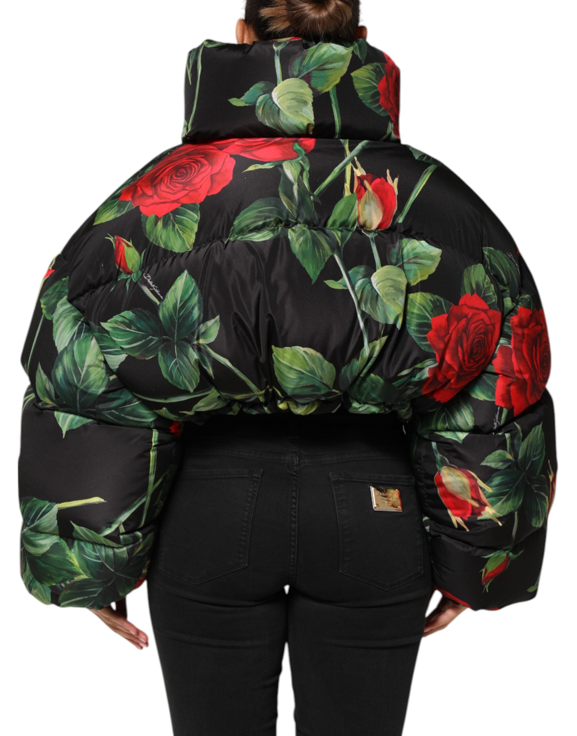 Dolce & Gabbana Bunter Blumen-Puffer-Mantel mit durchgehendem Reißverschluss