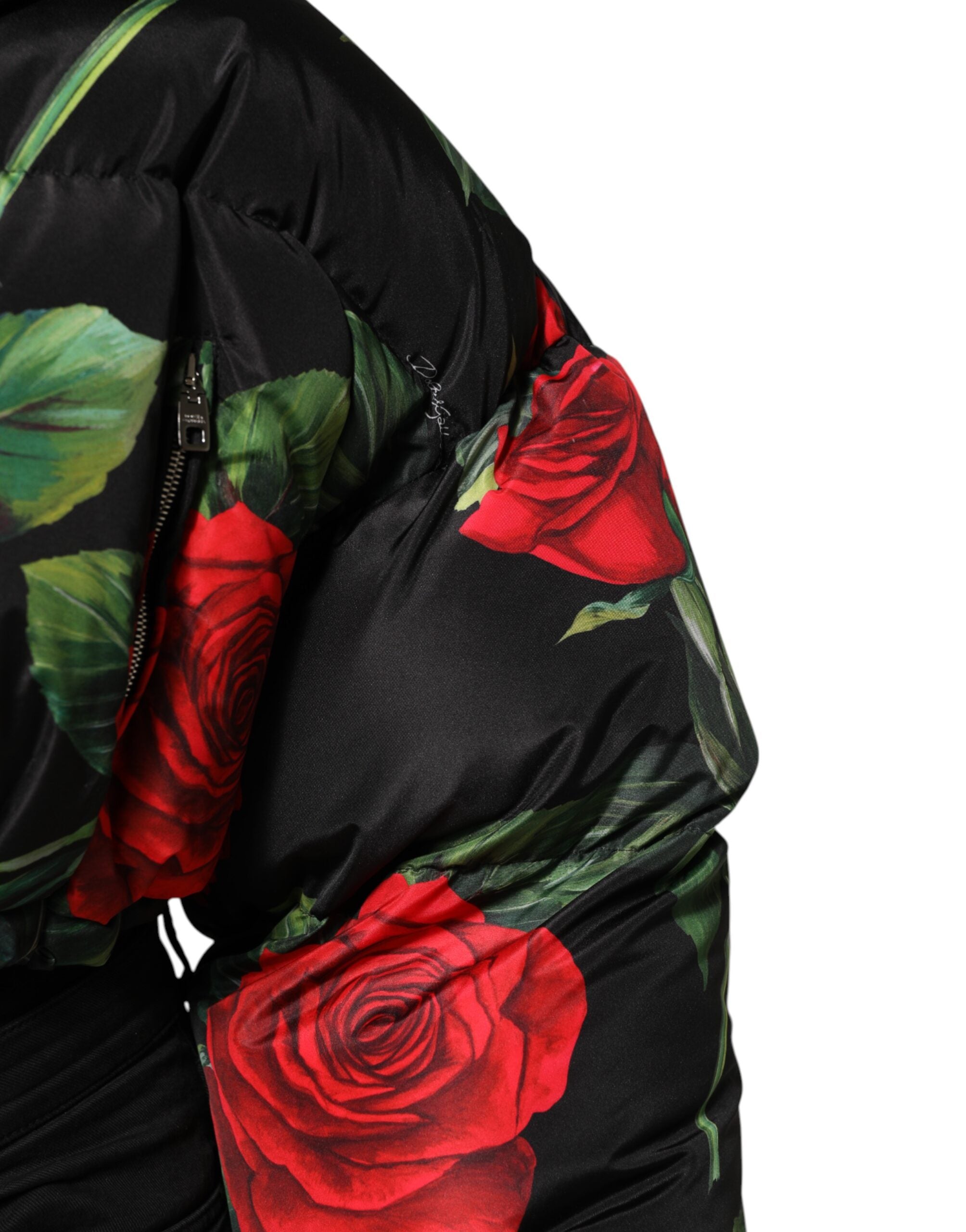 Dolce & Gabbana Bunter Blumen-Puffer-Mantel mit durchgehendem Reißverschluss