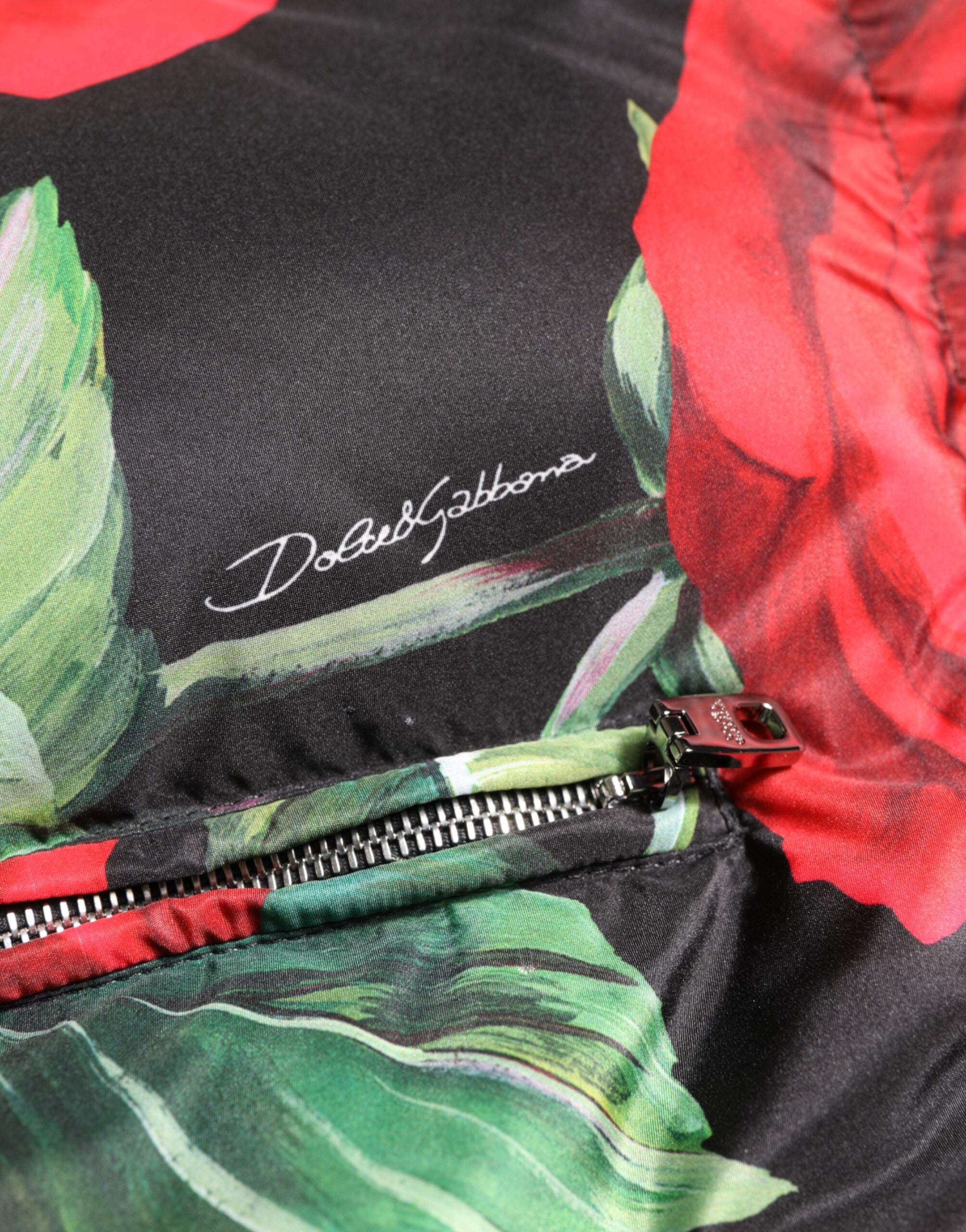 Dolce & Gabbana Bunter Blumen-Puffer-Mantel mit durchgehendem Reißverschluss