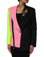 Dolce & Gabbana Multicolor Patchwork Versierde Jas