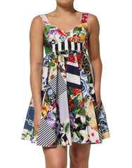 Dolce & Gabbana veelkleurige patchwork katoenen A-lijn minijurk