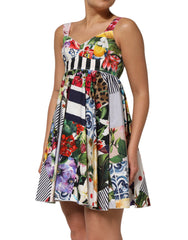Dolce & Gabbana veelkleurige patchwork katoenen A-lijn minijurk