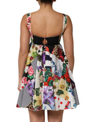 Dolce & Gabbana veelkleurige patchwork katoenen A-lijn minijurk
