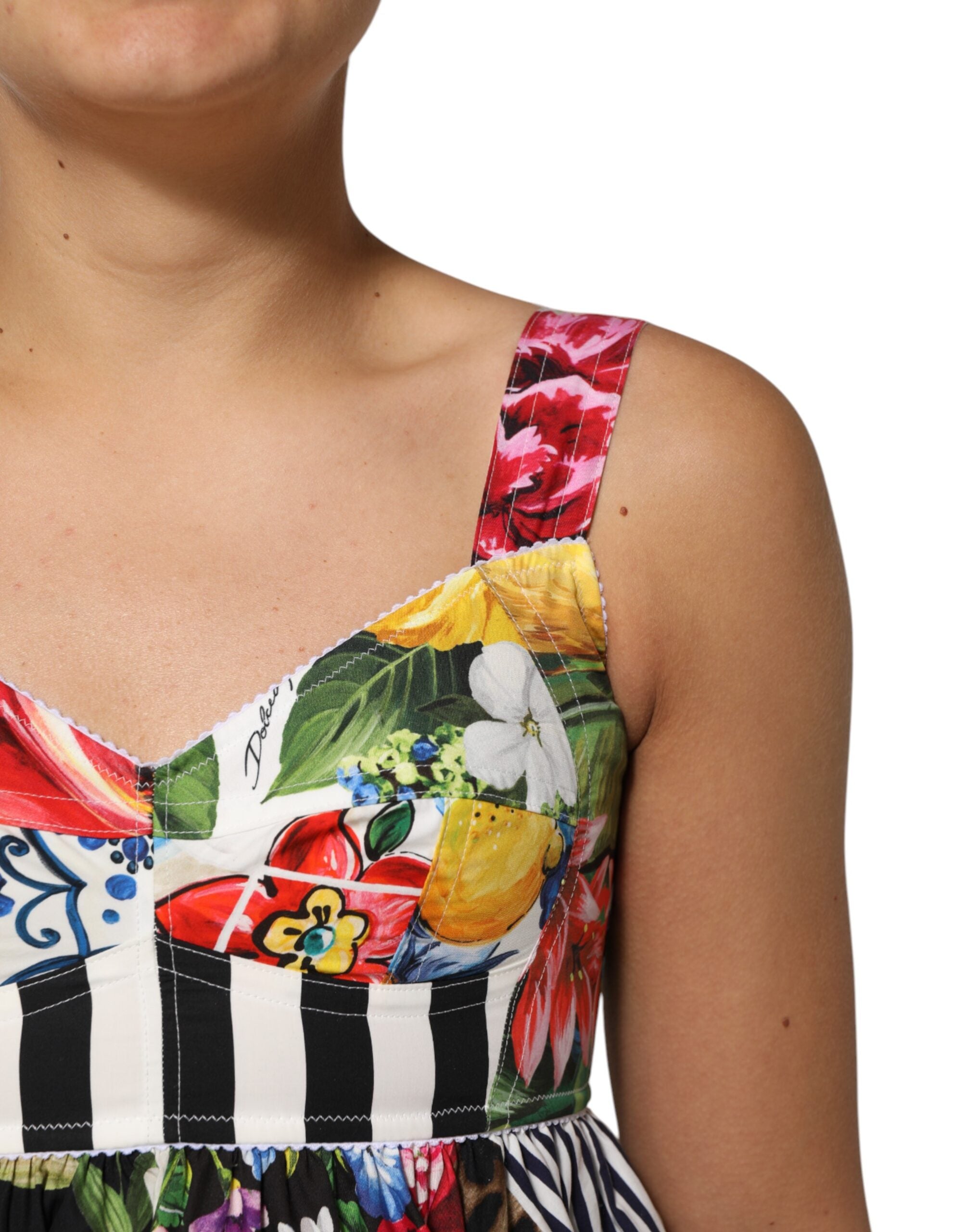 Dolce & Gabbana veelkleurige patchwork katoenen A-lijn minijurk