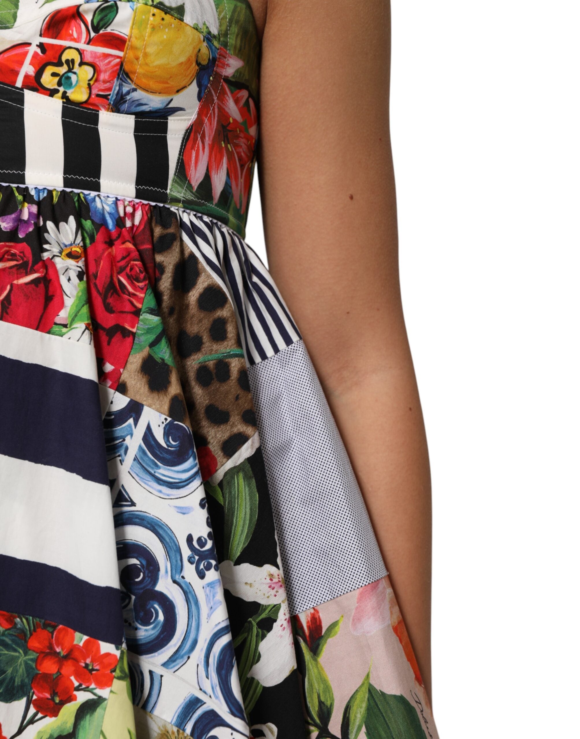 Dolce & Gabbana veelkleurige patchwork katoenen A-lijn minijurk