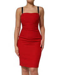 Dolce & Gabbana Rode Stretch Bodycon Kokerjurk Tot Op De Knie