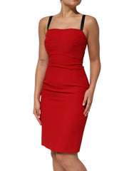 Dolce & Gabbana Rode Stretch Bodycon Kokerjurk Tot Op De Knie
