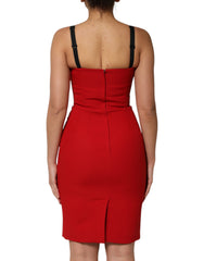 Dolce & Gabbana Rode Stretch Bodycon Kokerjurk Tot Op De Knie