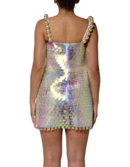 Dolce & Gabbana Holografische Mini Jurk Met Veelkleurige Pailletten