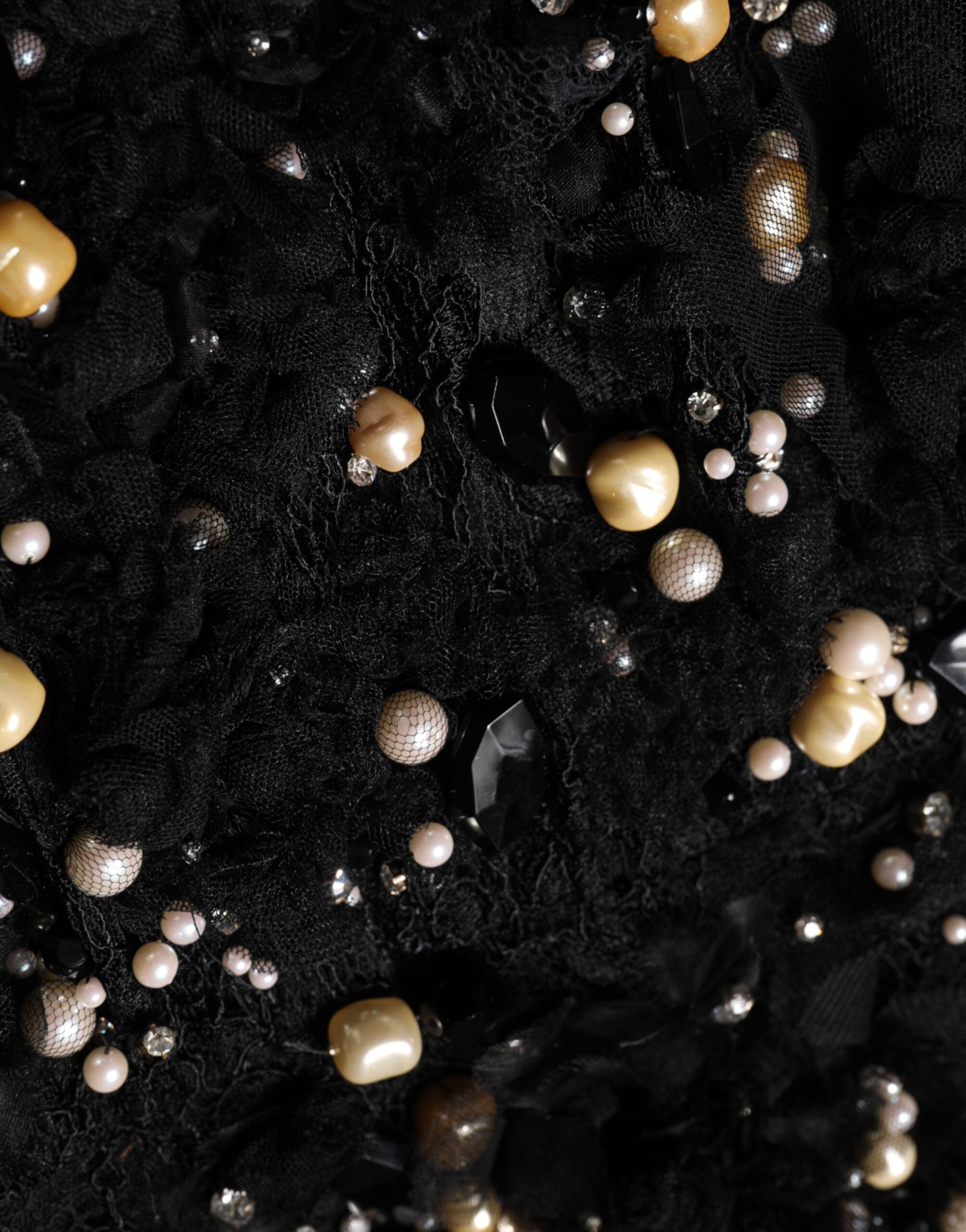 Dolce & Gabbana Schwarzes Shift-Kleid aus Viskose mit Perlenstickerei