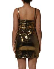Dolce & Gabbana Metallic Gold Sleeveless A-line Mini Dress