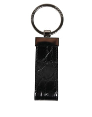Dolce & Gabbana Schwarzer Leder Logo Metallring Schlüsselanhänger Halter Herren Schlüsselanhänger