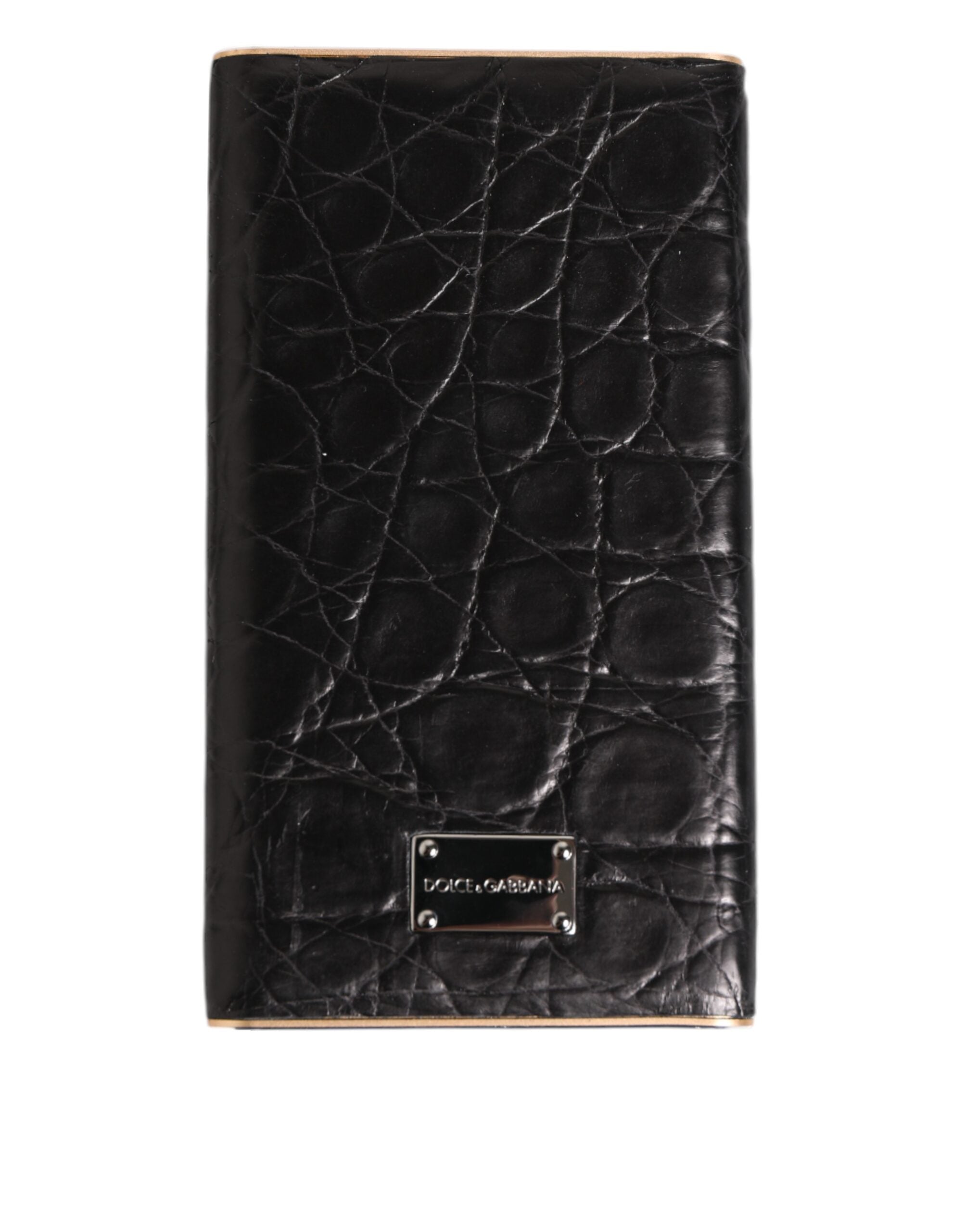 Dolce & Gabbana Black Leather Exotic Skin 3000mAh Power Bank Charger USB