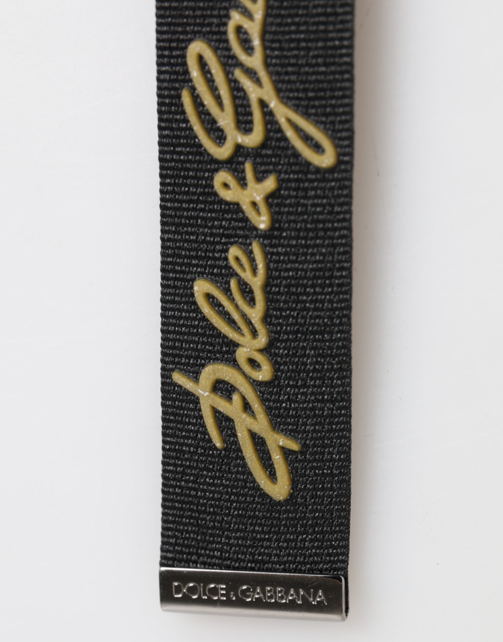 Dolce & Gabbana Schwarz Gelb Polyester DG Logo Silber Schlüsselanhänger