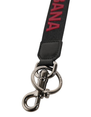 Dolce & Gabbana Schwarz Rot DG Logo Polyester Silber Herren Schlüsselanhänger