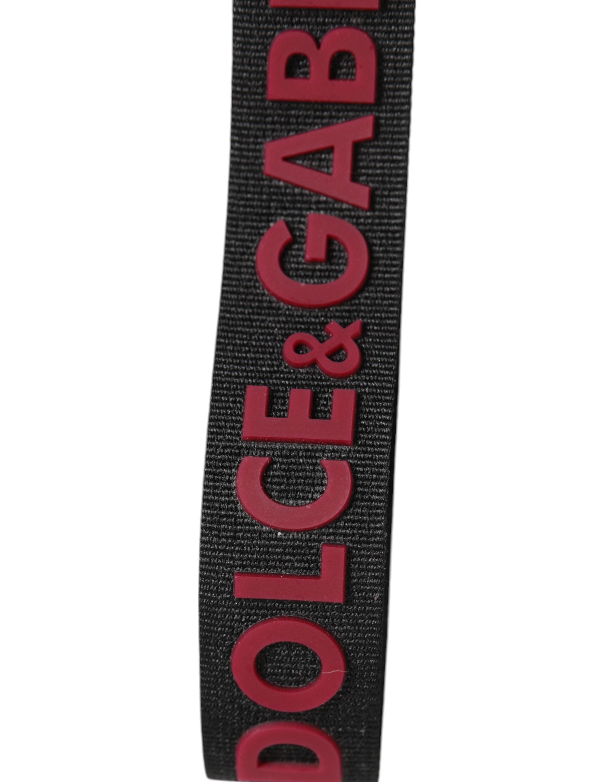 Dolce & Gabbana Schwarz Rot DG Logo Polyester Silber Herren Schlüsselanhänger