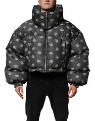 Dolce & Gabbana Schwarze DG Monogramm Steppjacke mit durchgehendem Reißverschluss für Herren