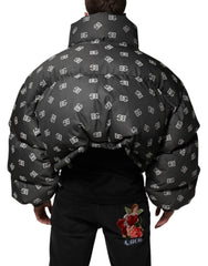 Dolce & Gabbana Schwarze DG Monogramm Steppjacke mit durchgehendem Reißverschluss für Herren