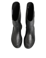Dolce & Gabbana Metallic Zwarte Instap Regenlaarzen Heren Schoenen