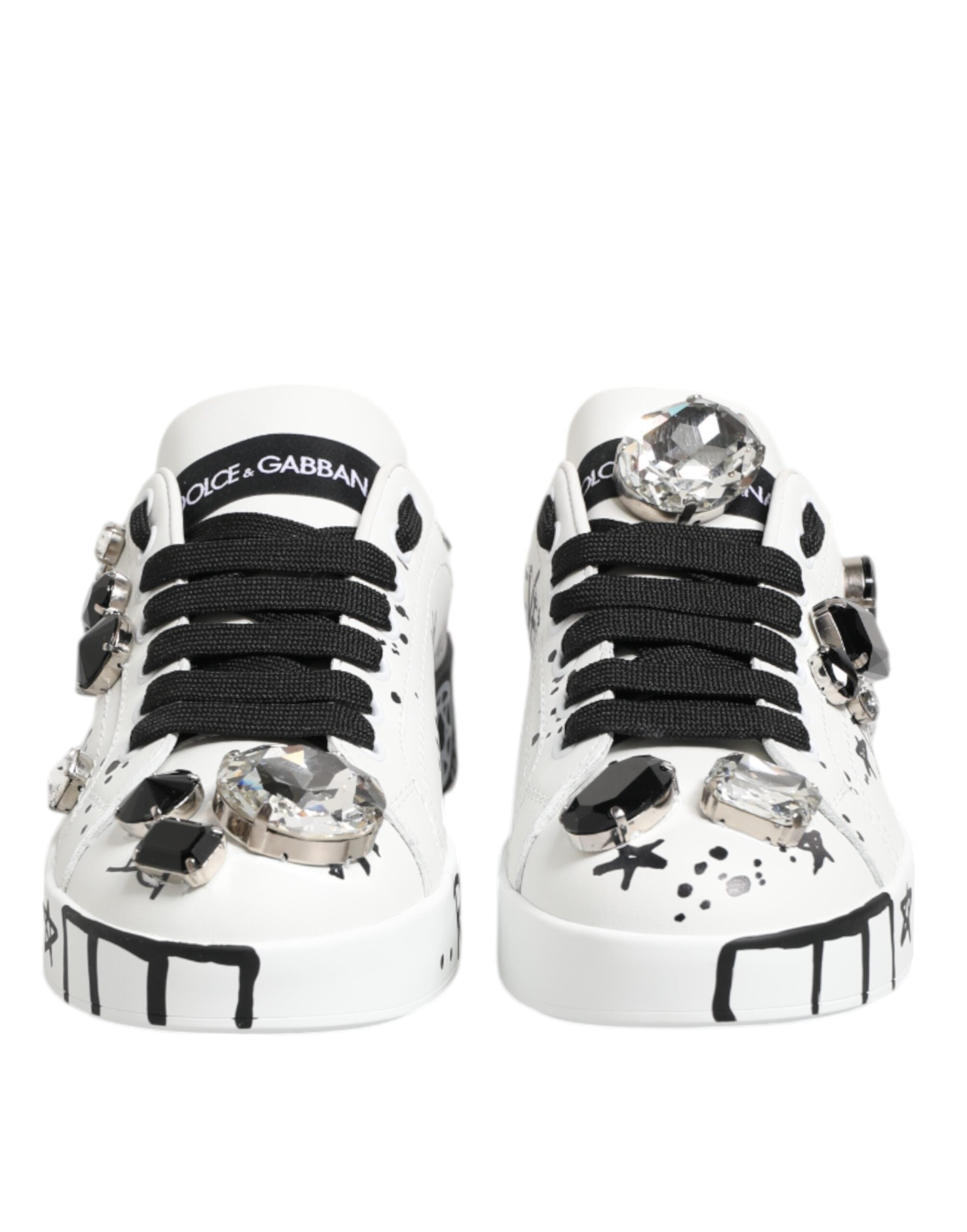 Dolce & Gabbana Weiße Portofino Crystal Sneakers Schuhe