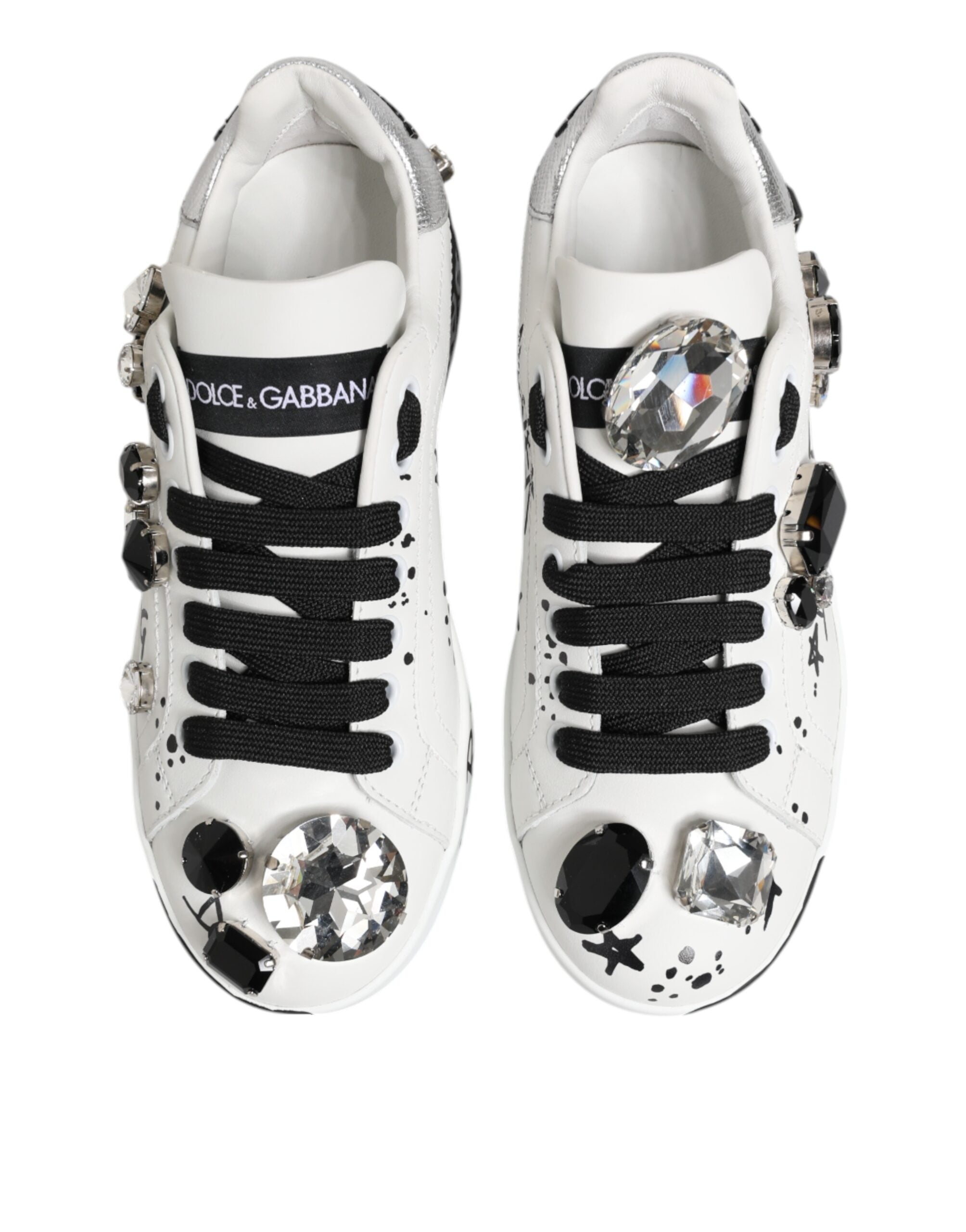 Dolce & Gabbana Weiße Portofino Crystal Sneakers Schuhe