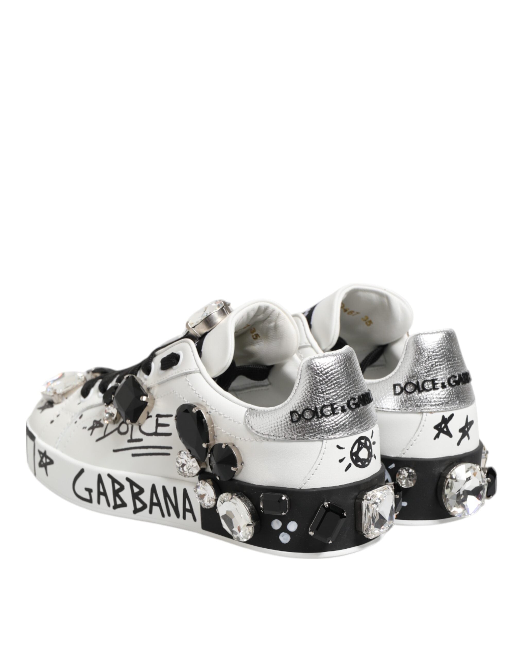 Dolce & Gabbana Weiße Portofino Crystal Sneakers Schuhe