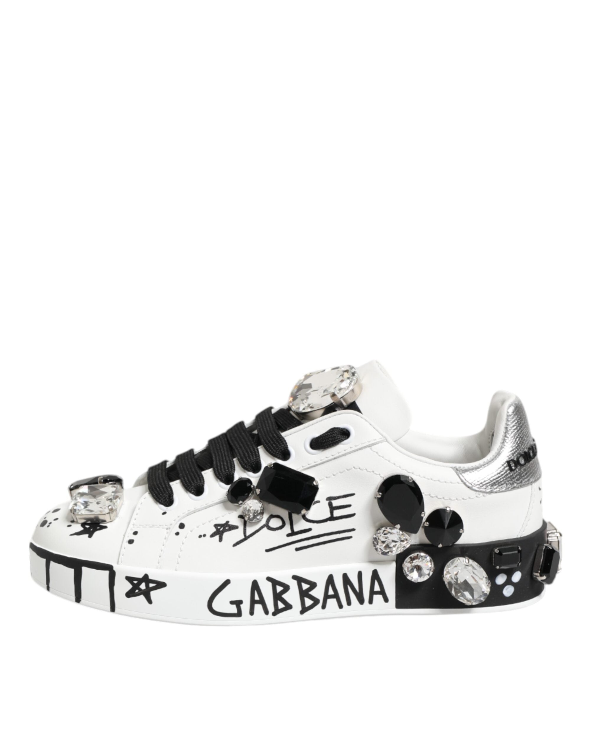 Dolce & Gabbana Weiße Portofino Crystal Sneakers Schuhe