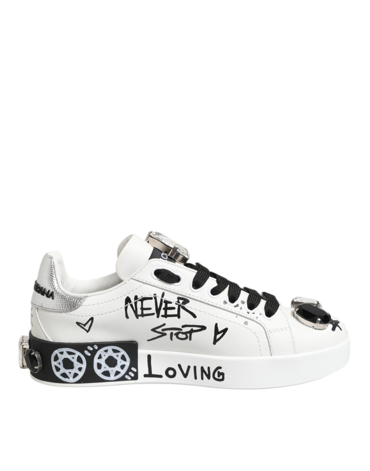 Dolce & Gabbana Weiße Portofino Crystal Sneakers Schuhe