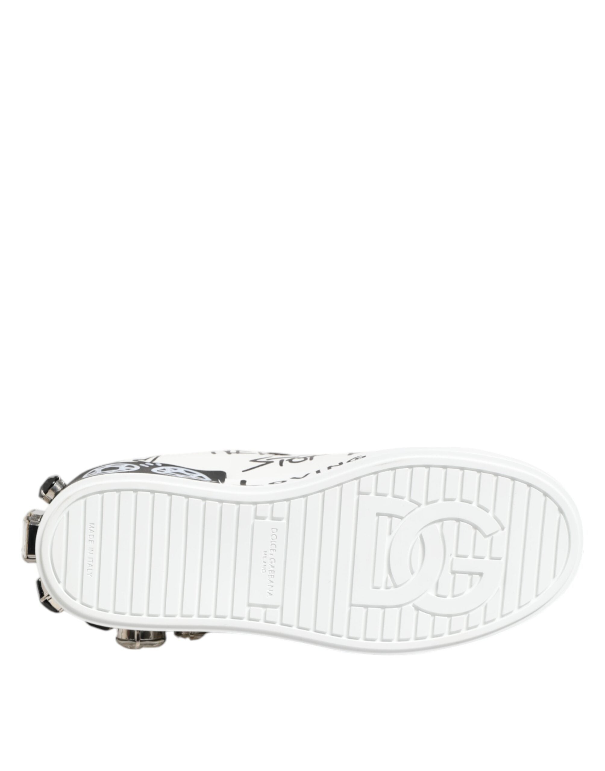 Dolce & Gabbana Weiße Portofino Crystal Sneakers Schuhe