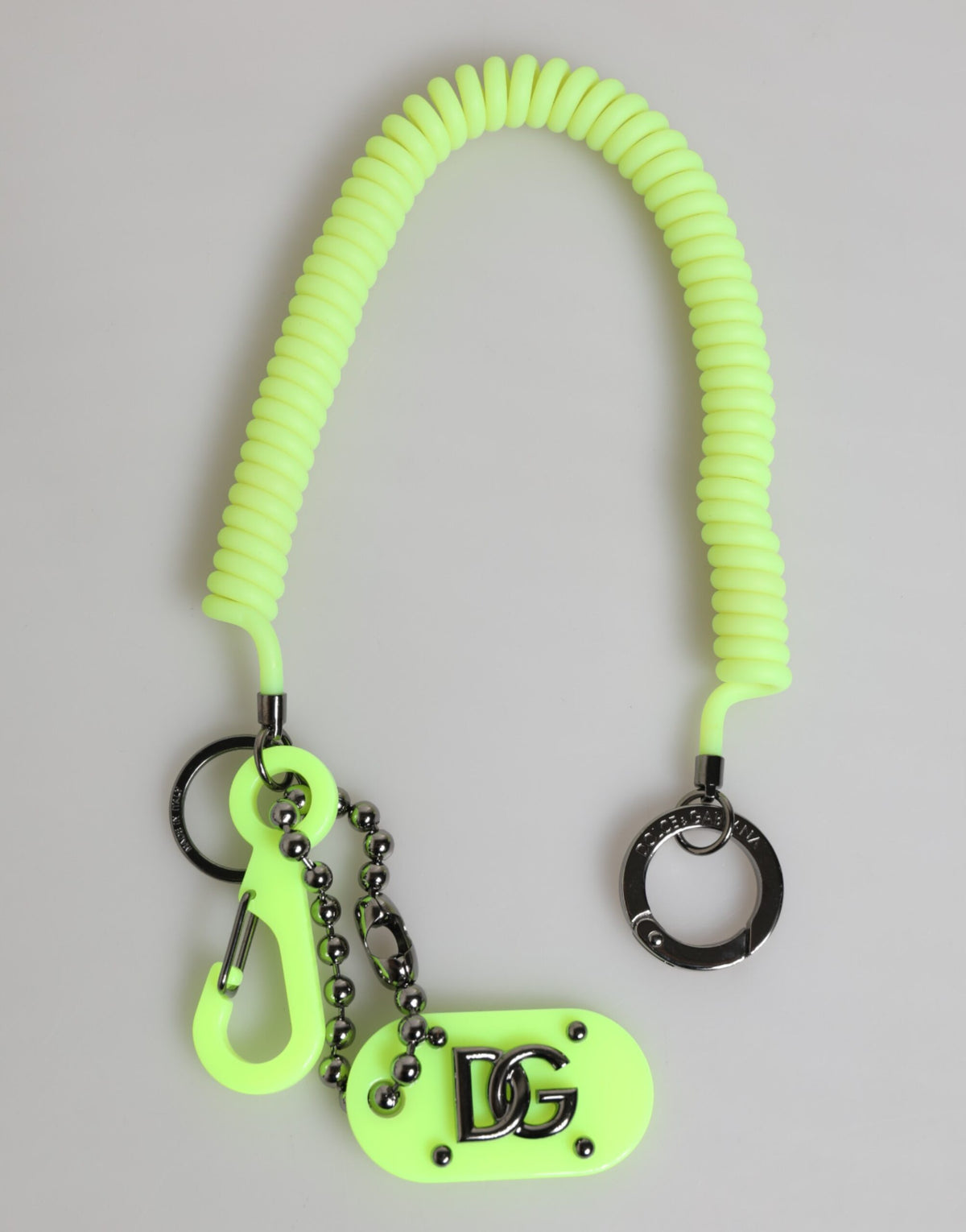 Dolce & Gabbana Green Springy Key Holder DG Logo Men's Keychain Keyring