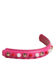 Dolce & Gabbana Roze Verfraaide Leren Tas Handvat Dames Schouderband